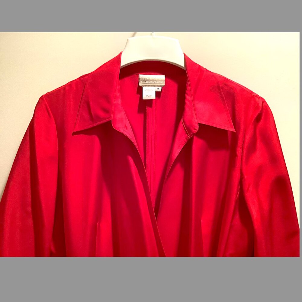 Coldwater Creek - Classic Red Wrap Dress, with side tie, 100% silk, Size 14 - Picture 6 of 16
